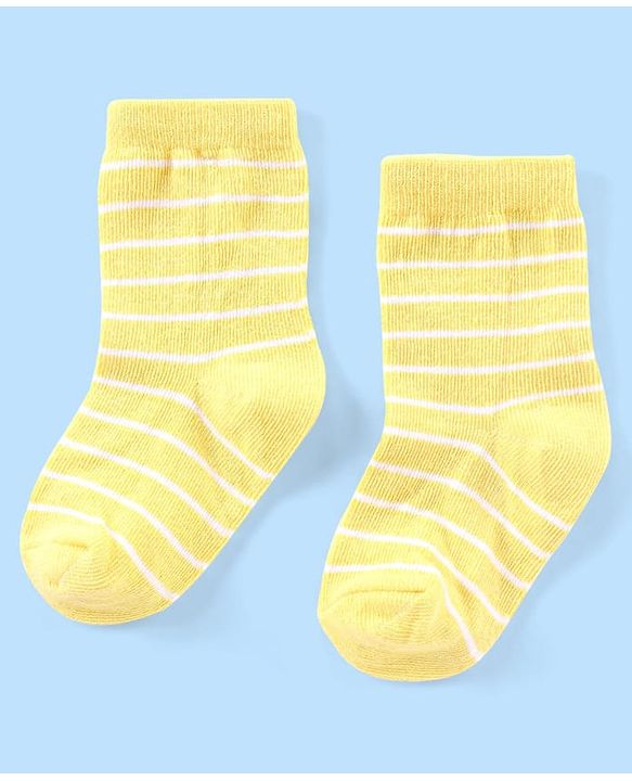 Cute Walk by Babyhug Non Terry Cotton Knit Ankle Length Anti Bacterial Socks Star Design Pack of 3 - Blue & Yellow