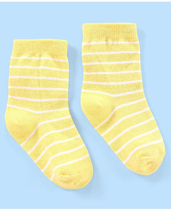 Cute Walk by Babyhug Non Terry Cotton Knit Ankle Length Anti Bacterial Socks Star Design Pack of 3 - Blue & Yellow