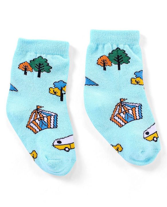 Cutewalk By Babyhug Anti Bacterial Ankle Length Non Terry Socks Striped Pack of 3 - Blue