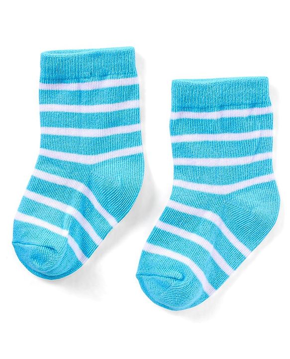 Cutewalk By Babyhug Anti Bacterial Ankle Length Non Terry Socks Striped Pack of 3 - Blue