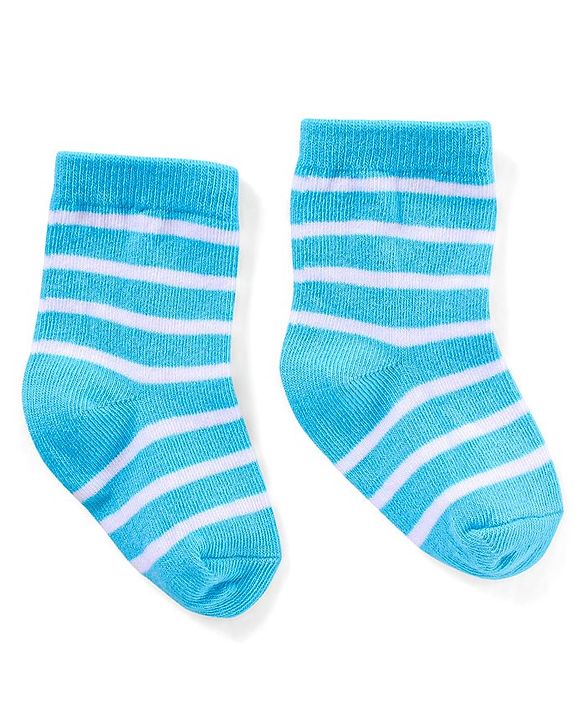 Cutewalk By Babyhug Anti Bacterial Ankle Length Non Terry Socks Striped Pack of 3 - Blue