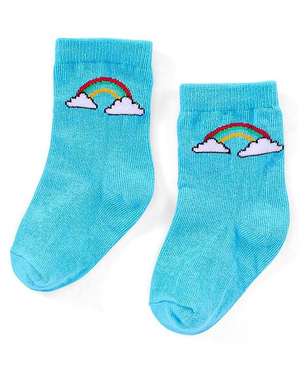 Cutewalk By Babyhug Anti Bacterial Ankle Length Non Terry Socks Striped Pack of 3 - Blue