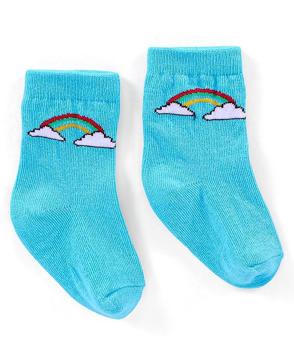 Cutewalk By Babyhug Anti Bacterial Ankle Length Non Terry Socks Striped Pack of 3 - Blue