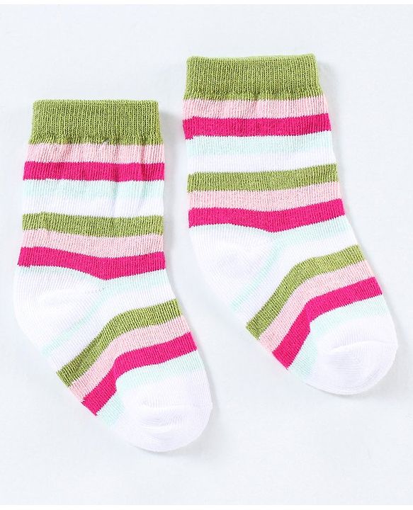 Cutewalk By Babyhug Anti Bacterial Ankle Length Non Terry Socks Floral Design Pack of 3- Yellow & Purple
