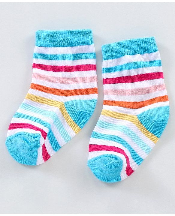 Cutewalk By Babyhug Anti Bacterial Ankle Length Non Terry Socks Unicorn Design Pack of 5 - Pink &  Blue