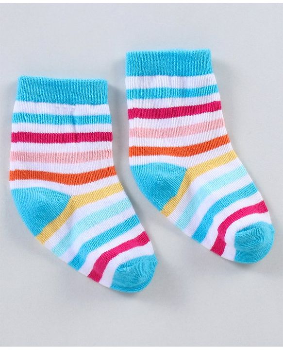 Cutewalk By Babyhug Anti Bacterial Ankle Length Non Terry Socks Unicorn Design Pack of 5 - Pink &  Blue