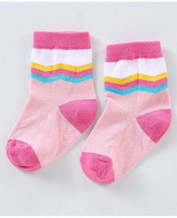 Cutewalk By Babyhug Anti Bacterial Ankle Length Non Terry Socks Unicorn Design Pack of 5 - Pink &  Blue