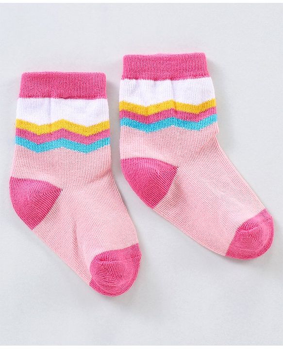 Cutewalk By Babyhug Anti Bacterial Ankle Length Non Terry Socks Unicorn Design Pack of 5 - Pink &  Blue