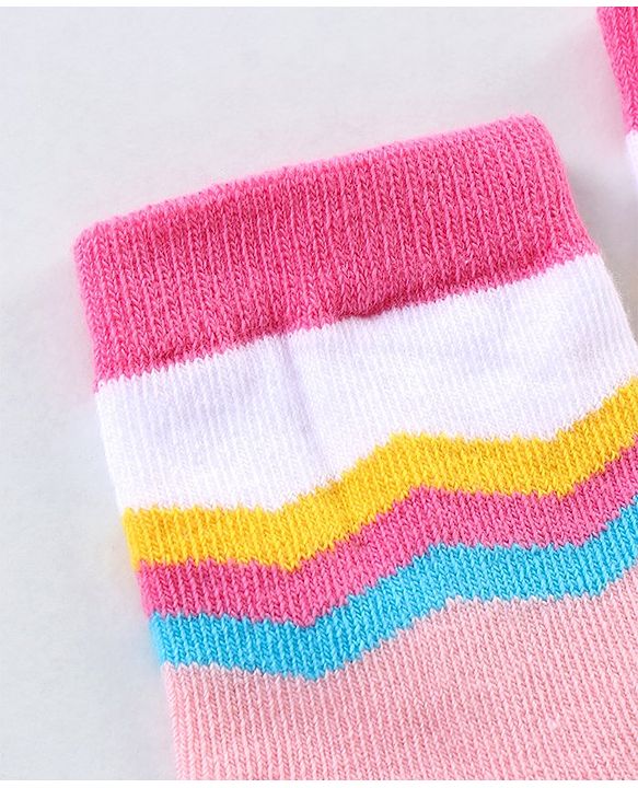Cutewalk By Babyhug Anti Bacterial Ankle Length Non Terry Socks Unicorn Design Pack of 5 - Pink &  Blue