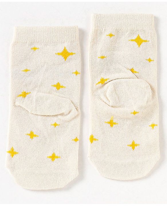 Cute Walk by Babyhug Non Terry Cotton Knit Ankle Length Anti Bacterial Socks Star Design Pack of 3 - Black & Blue