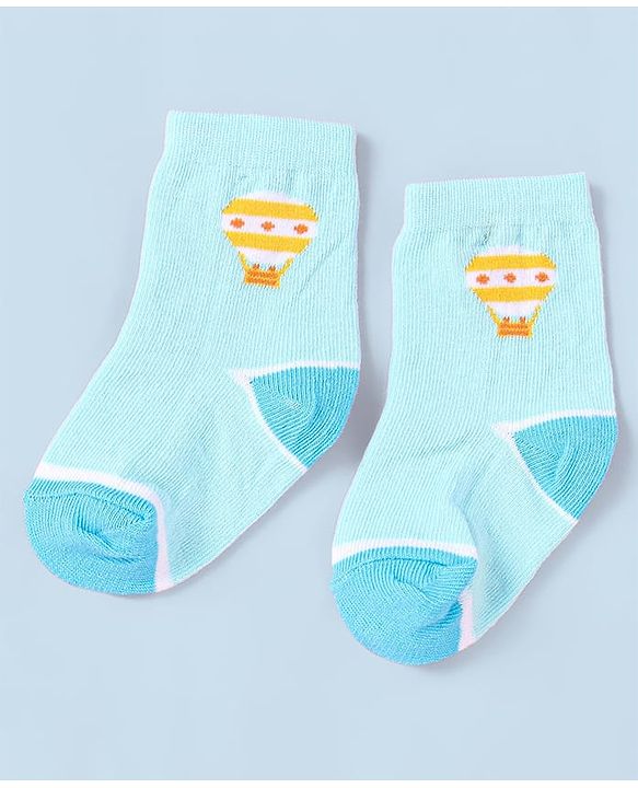 Cute Walk by Babyhug Non Terry Cotton Knit Ankle Length Anti Bacterial Socks Horse Design Pack of 3 - Yellow & Blue