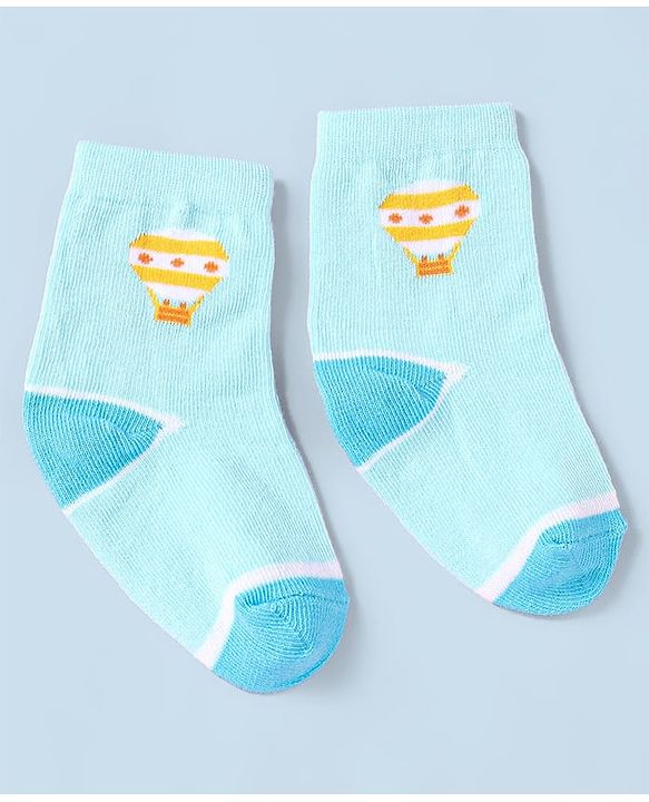Cute Walk by Babyhug Non Terry Cotton Knit Ankle Length Anti Bacterial Socks Horse Design Pack of 3 - Yellow & Blue