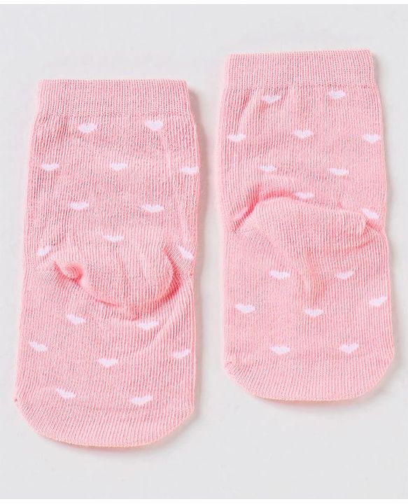 Cute Walk by Babyhug Non Terry Cotton Knit Ankle Length Anti Bacterial Socks Heart Design Pack of 3 - Pink & Blue