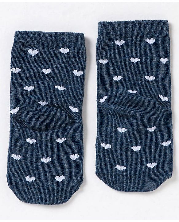 Cute Walk by Babyhug Non Terry Cotton Knit Ankle Length Anti Bacterial Socks Heart Design Pack of 3 - Pink & Blue