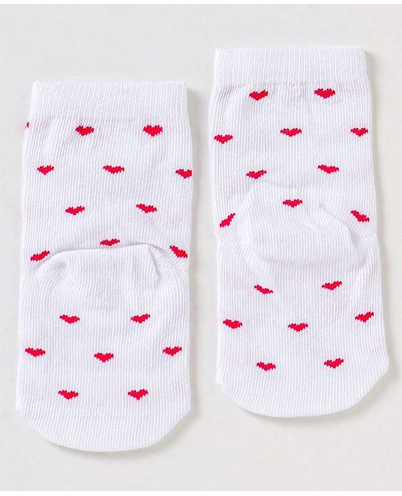 Cute Walk by Babyhug Non Terry Cotton Knit Ankle Length Anti Bacterial Socks Heart Design Pack of 3 - Pink & Blue