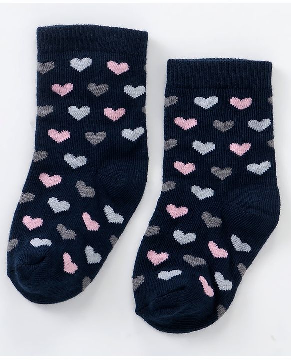 Cutewalk By Babyhug Anti Bacterial Ankle Length Non Terry Socks Heart Design Pack of 5 - Multicolour