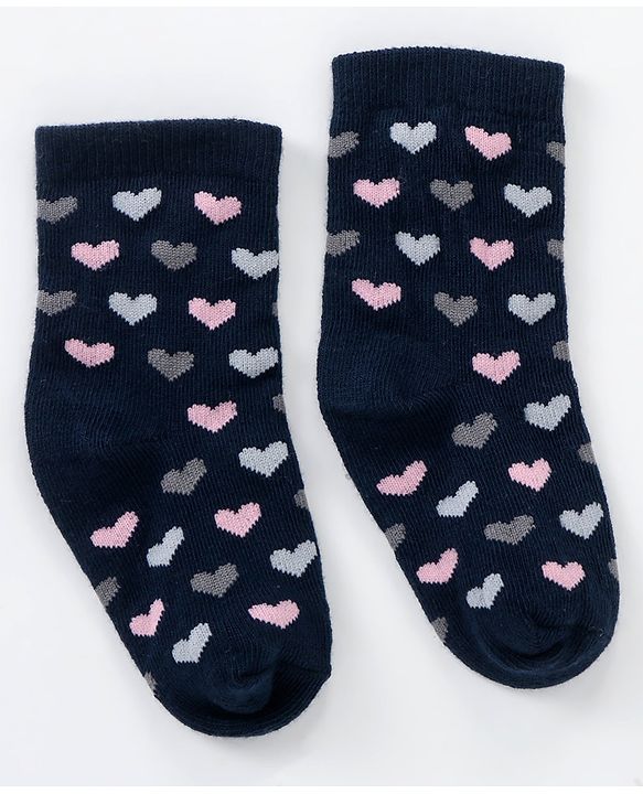 Cutewalk By Babyhug Anti Bacterial Ankle Length Non Terry Socks Heart Design Pack of 5 - Multicolour