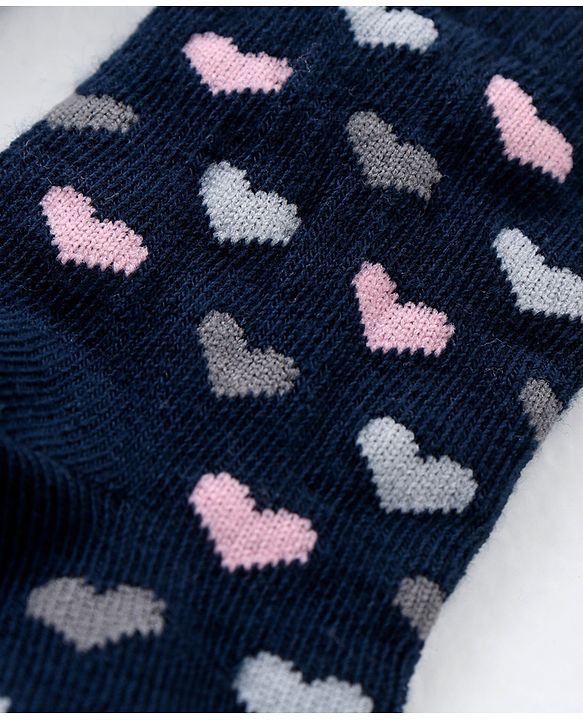 Cutewalk By Babyhug Anti Bacterial Ankle Length Non Terry Socks Heart Design Pack of 5 - Multicolour