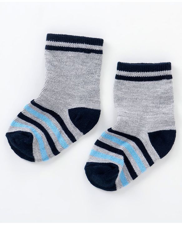 Cutewalk By Babyhug Anti Bacterial Ankle Length Non Terry Socks Submarine Design Pack of 5 - Blue & Black