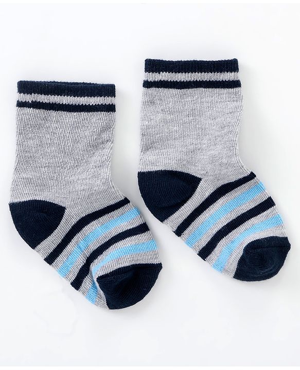 Cutewalk By Babyhug Anti Bacterial Ankle Length Non Terry Socks Submarine Design Pack of 5 - Blue & Black