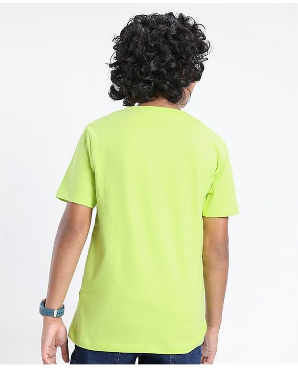 Pine Kids 100% Cotton Bio Washed Half Sleeves T-shirt Pro Gamer Print - Lime Green