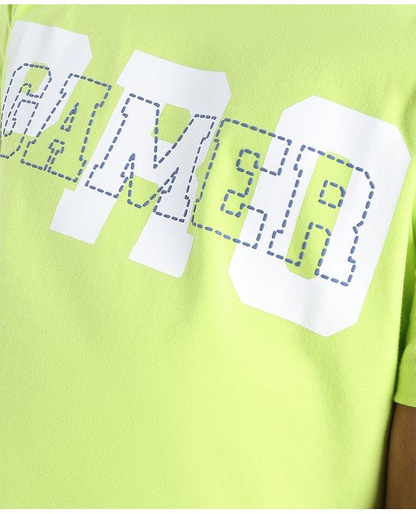 Pine Kids 100% Cotton Bio Washed Half Sleeves T-shirt Pro Gamer Print - Lime Green
