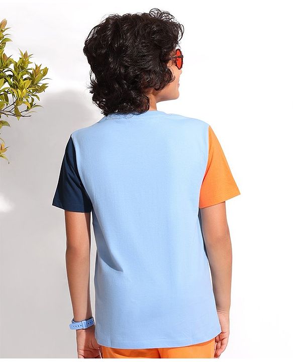 Pine Kids 100% Cotton Half Sleeves Biowashed T-Shirt Be Good Print - Blue