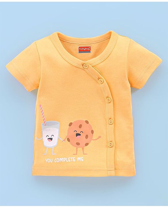 Babyhug 100% Cotton Knit Half Sleeves Vests Food & Star Print Pack of 3 - Green Blue & Orange