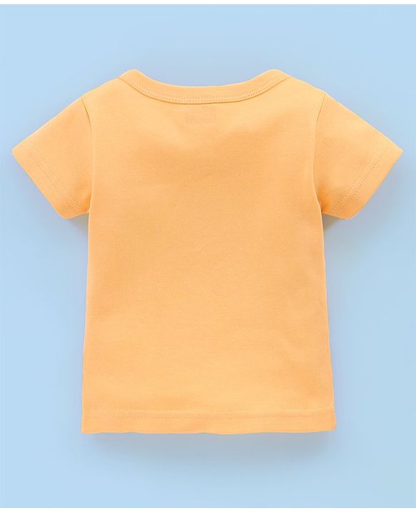 Babyhug 100% Cotton Knit Half Sleeves Vests Food & Star Print Pack of 3 - Green Blue & Orange