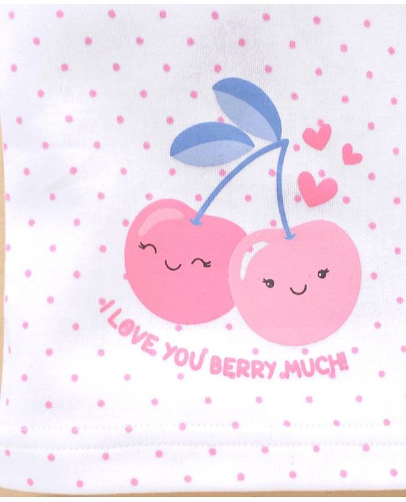 Babyhug 100% Cotton Short Sleeves Vests Cherry Print Pack of 3 - Blue & White