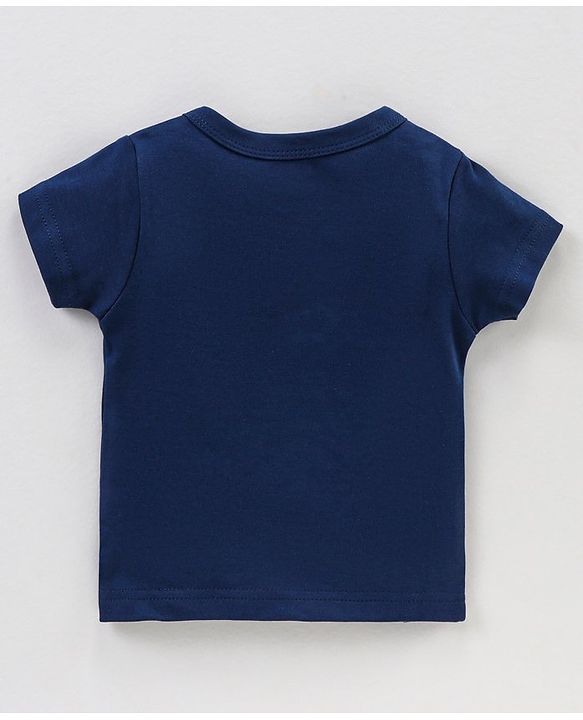 Babyhug 100% Cotton Knit Half Sleeves Star & Fish Printed Vests Pack of 5 - Navy Blue Peach & White