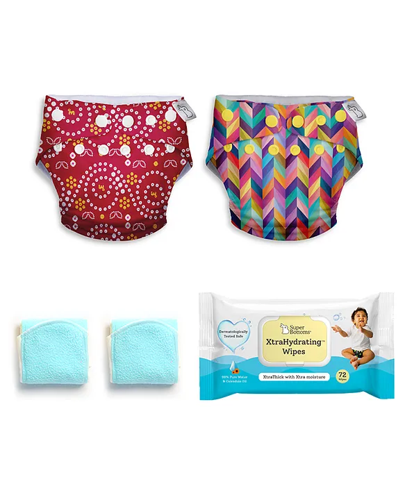 superbottoms 6 Padded Underwear + Xtrahydrating Wipes-40 Pack