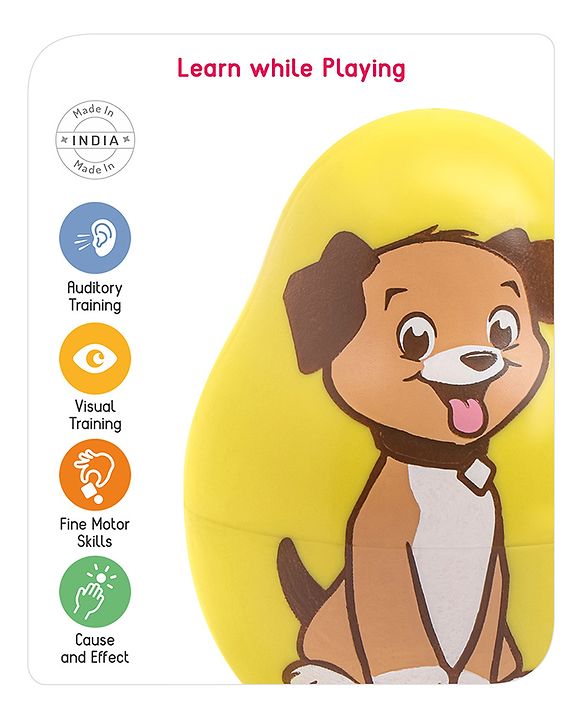 Babyhug Dog Musical Push and Shake Roly Poly| Wobbling Bell Sounds For 0 Months+| Child Safe Material| Gifting Toy| BIS Certified