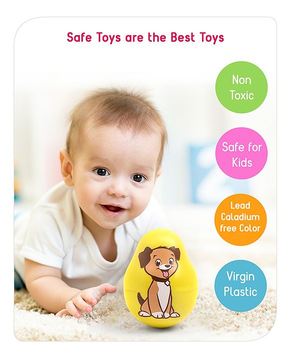 Babyhug Dog Musical Push and Shake Roly Poly| Wobbling Bell Sounds For 0 Months+| Child Safe Material| Gifting Toy| BIS Certified