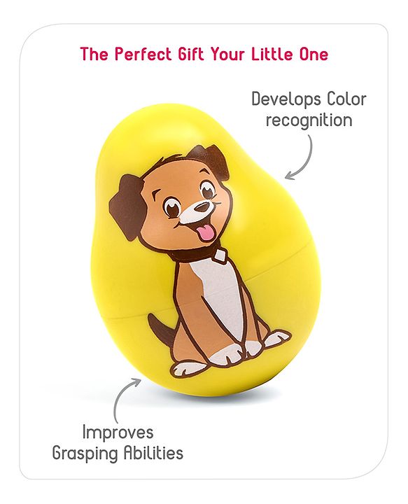 Babyhug Dog Musical Push and Shake Roly Poly| Wobbling Bell Sounds For 0 Months+| Child Safe Material| Gifting Toy| BIS Certified