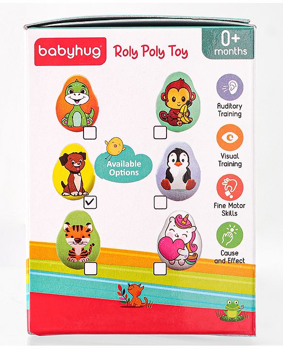 Babyhug Dog Musical Push and Shake Roly Poly| Wobbling Bell Sounds For 0 Months+| Child Safe Material| Gifting Toy| BIS Certified