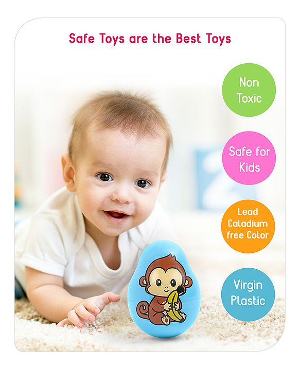 Babyhug Dog Musical Push and Shake Roly Poly| Wobbling Bell Sounds For 0 Months+| Child Safe Material| Gifting Toy| BIS Certified