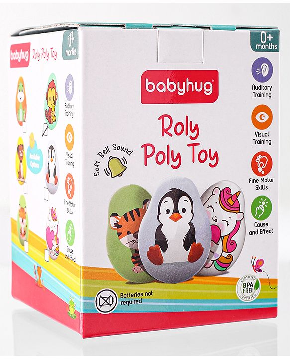 Babyhug Dog Musical Push and Shake Roly Poly| Wobbling Bell Sounds For 0 Months+| Child Safe Material| Gifting Toy| BIS Certified