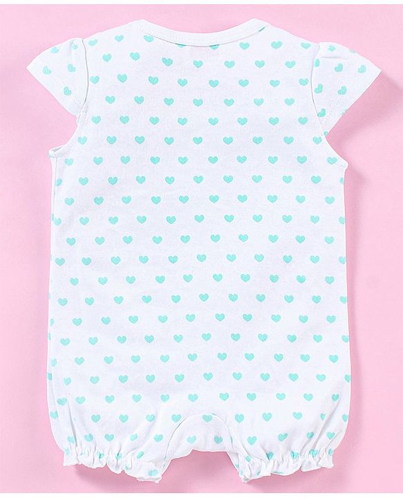 Babyhug 100% Cotton Half Sleeves Romper Heart Print - White