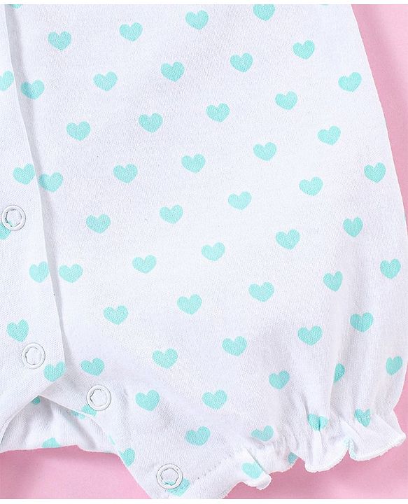 Babyhug 100% Cotton Half Sleeves Romper Heart Print - White