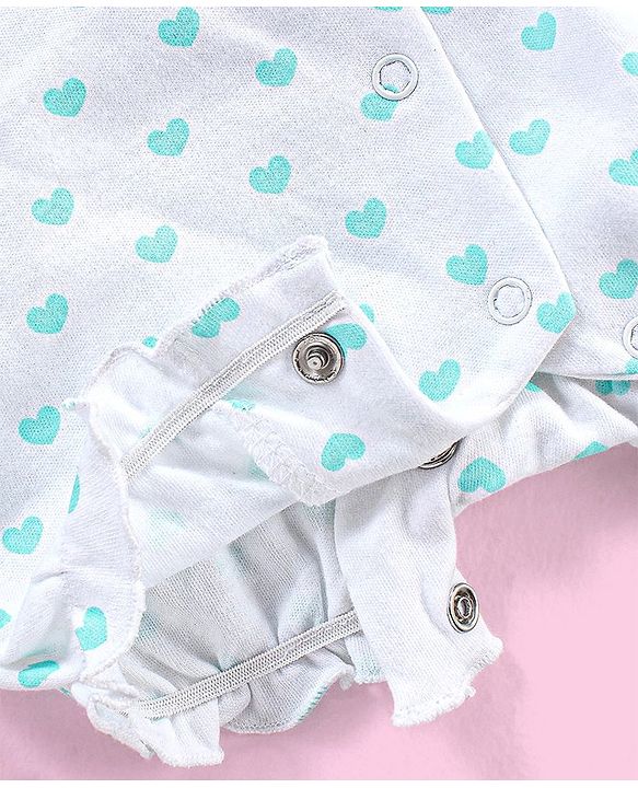 Babyhug 100% Cotton Half Sleeves Romper Heart Print - White