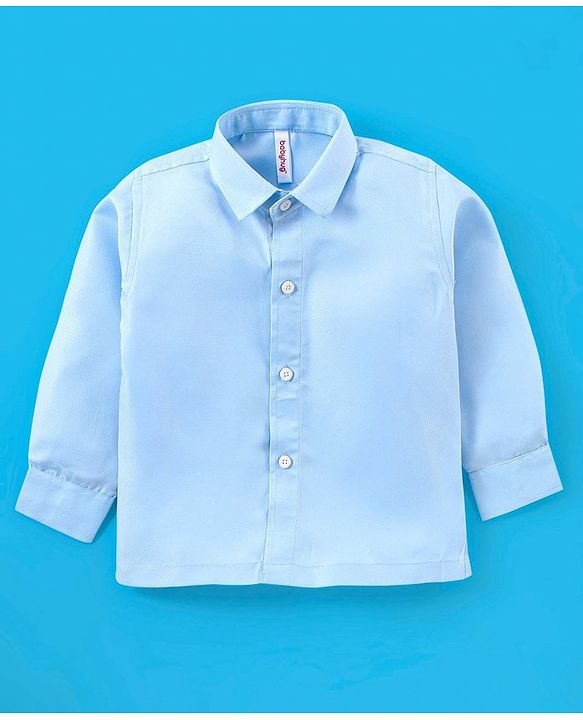 Babyhug Full Sleeves Solid Colour Party Shirt with Waistcoat & Bow - Black & Blue