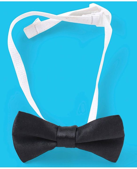 Babyhug Full Sleeves Solid Colour Party Shirt with Waistcoat & Bow - Black & Blue