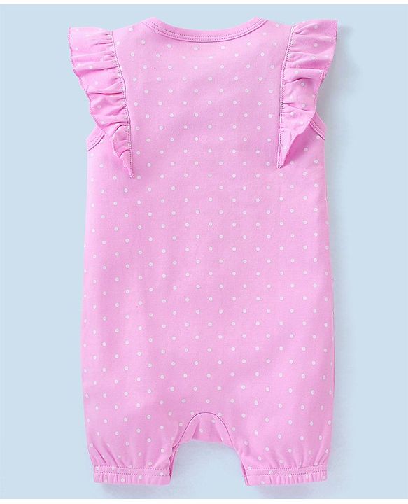 Babyhug 100% Cotton Short Sleeves Romper Dot & Popsicle Print Pack of 2- Pink & White