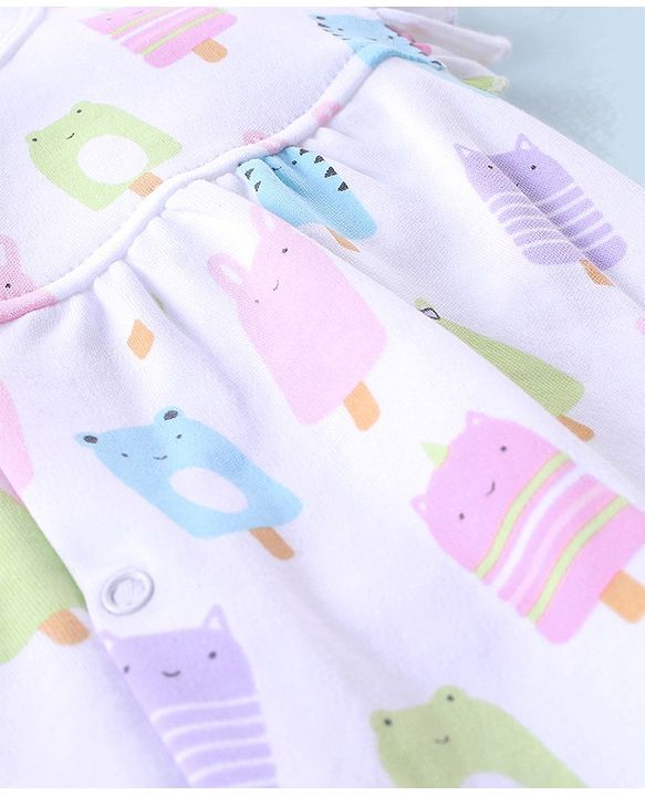 Babyhug 100% Cotton Short Sleeves Romper Dot & Popsicle Print Pack of 2- Pink & White