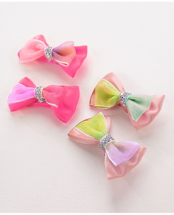 Babyhug Hair Bands and Bow Clips Set of 6 - Multicolour