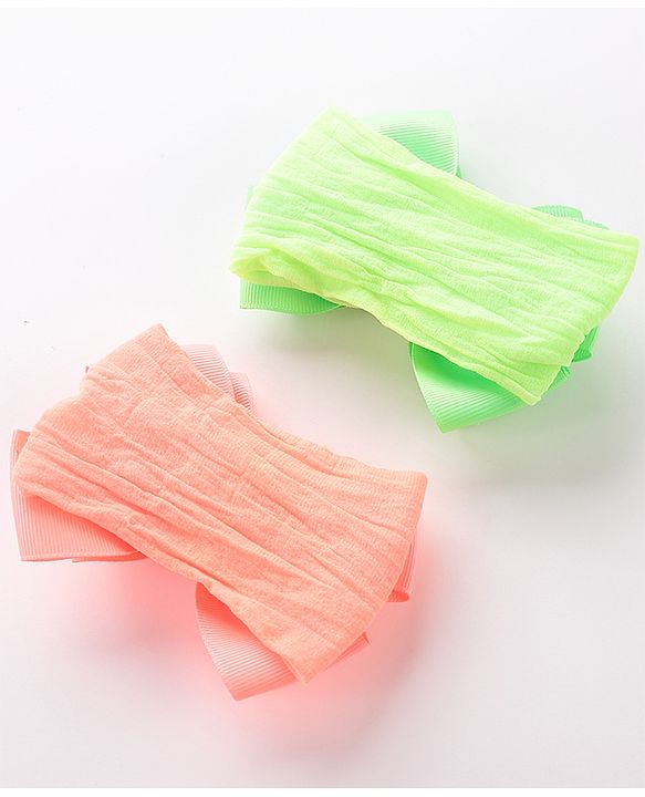 Babyhug Free Size Embroidered Headbands Pack of 2- Green & Dark Pink