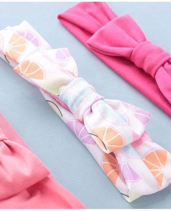 Babyhug Headbands with Bow Applique Free Size Pack of 3 - White Rani & Pink