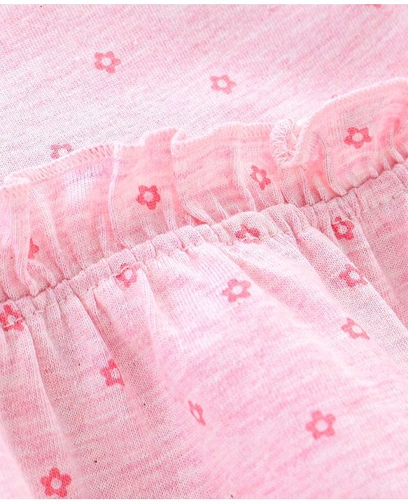Babyhug 100% Cotton Short Sleeves Frock Dino Embroidery - Pink