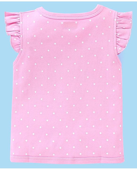 Babyhug 100% Cotton Frill Sleeves Vests Popsicle & Dot Print Pack of 3- Green & Pink